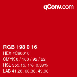 Color code: RGB 198 0 16 | qconv.com