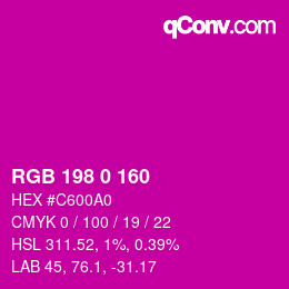 Color code: RGB 198 0 160 | qconv.com