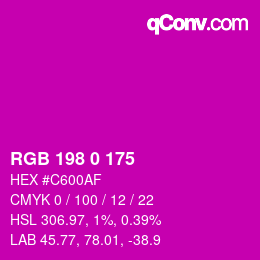 Color code: RGB 198 0 175 | qconv.com