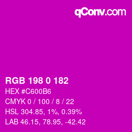 Color code: RGB 198 0 182 | qconv.com