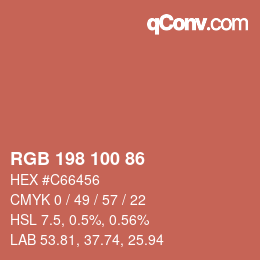 Color code: RGB 198 100 86 | qconv.com