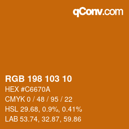 Color code: RGB 198 103 10 | qconv.com