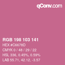 カラーコード: RGB 198 103 141 | qconv.com