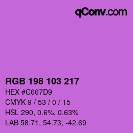 Color code: RGB 198 103 217 | qconv.com