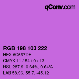 カラーコード: RGB 198 103 222 | qconv.com