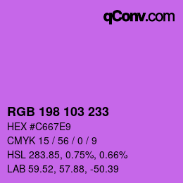 Color code: RGB 198 103 233 | qconv.com