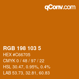 カラーコード: RGB 198 103 5 | qconv.com