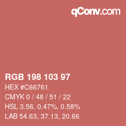 Color code: RGB 198 103 97 | qconv.com