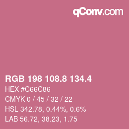 カラーコード: RGB 198 108.8 134.4 | qconv.com