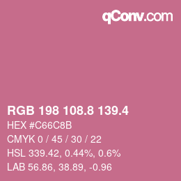 カラーコード: RGB 198 108.8 139.4 | qconv.com