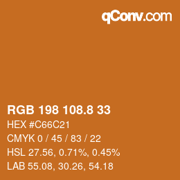 カラーコード: RGB 198 108.8 33 | qconv.com