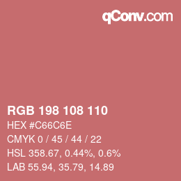 カラーコード: RGB 198 108 110 | qconv.com