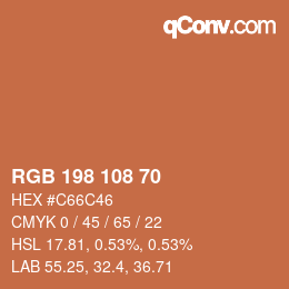 Color code: RGB 198 108 70 | qconv.com