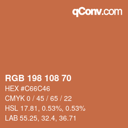 カラーコード: RGB 198 108 70 | qconv.com