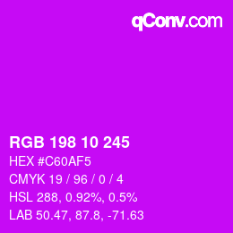 颜色代码: RGB 198 10 245 | qconv.com