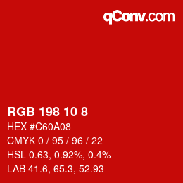 Color code: RGB 198 10 8 | qconv.com