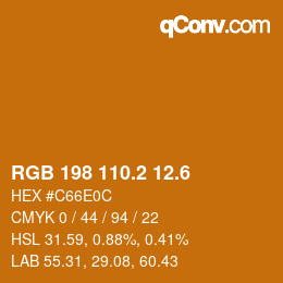 カラーコード: RGB 198 110.2 12.6 | qconv.com