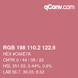 カラーコード: RGB 198 110.2 122.6 | qconv.com