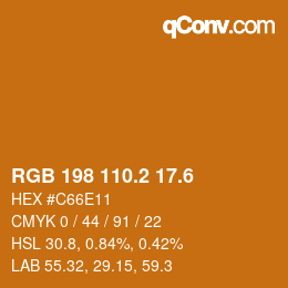 カラーコード: RGB 198 110.2 17.6 | qconv.com
