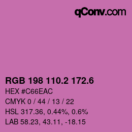 カラーコード: RGB 198 110.2 172.6 | qconv.com