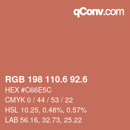 カラーコード: RGB 198 110.6 92.6 | qconv.com
