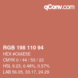 颜色代码: RGB 198 110 94 | qconv.com