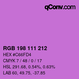 カラーコード: RGB 198 111 212 | qconv.com