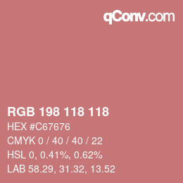 颜色代码: RGB 198 118 118 | qconv.com