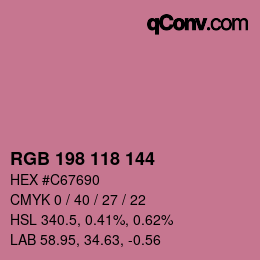 颜色代码: RGB 198 118 144 | qconv.com