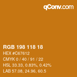 Color code: RGB 198 118 18 | qconv.com