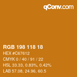 Color code: RGB 198 118 18 | qconv.com