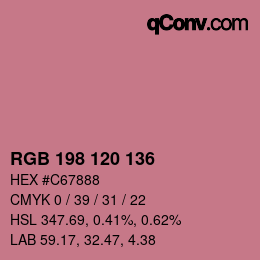 カラーコード: RGB 198 120 136 | qconv.com