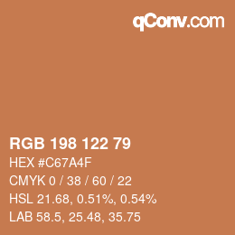 颜色代码: RGB 198 122 79 | qconv.com