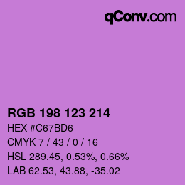 カラーコード: RGB 198 123 214 | qconv.com