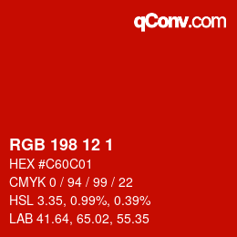 Color code: RGB 198 12 1 | qconv.com