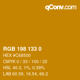 Color code: RGB 198 133 0 | qconv.com