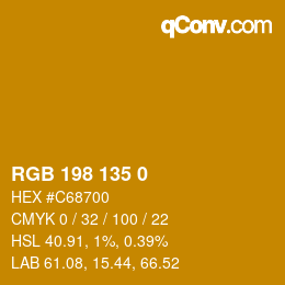 Color code: RGB 198 135 0 | qconv.com