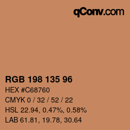 Color code: RGB 198 135 96 | qconv.com