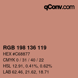 Código de color: RGB 198 136 119 | qconv.com