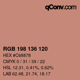 Color code: RGB 198 136 120 | qconv.com