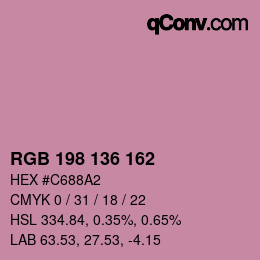 カラーコード: RGB 198 136 162 | qconv.com