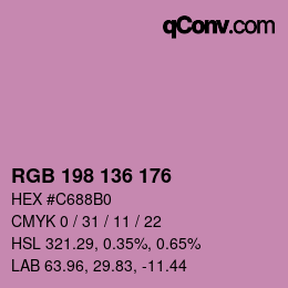カラーコード: RGB 198 136 176 | qconv.com