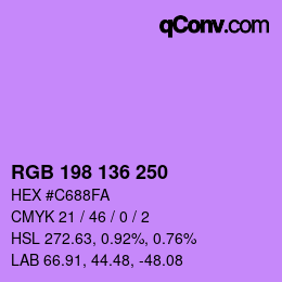 Color code: RGB 198 136 250 | qconv.com