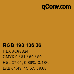 Color code: RGB 198 136 36 | qconv.com