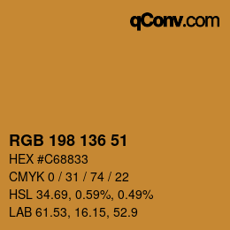 Color code: RGB 198 136 51 | qconv.com