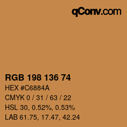 カラーコード: RGB 198 136 74 | qconv.com