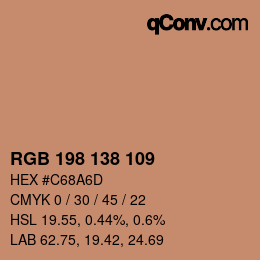 Color code: RGB 198 138 109 | qconv.com