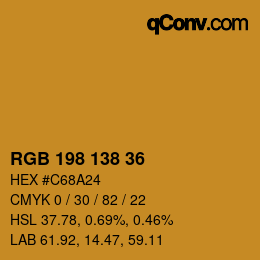 Color code: RGB 198 138 36 | qconv.com