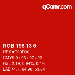 Color code: RGB 198 13 6 | qconv.com