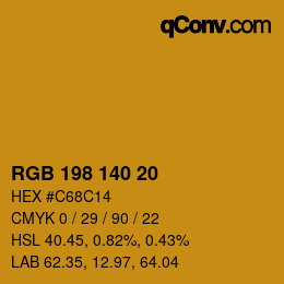 カラーコード: RGB 198 140 20 | qconv.com